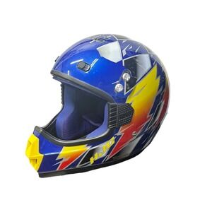 HJC CL-X Motocross Helmet Blue Yellow Lightning Bolt Graphic Snell M95 DOT Korea